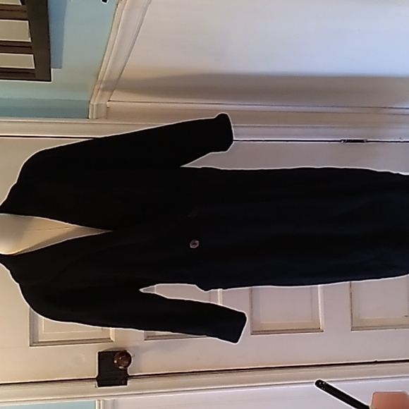 Vintage Julia Klein 12P wool black trench coat - Picture 1 of 4
